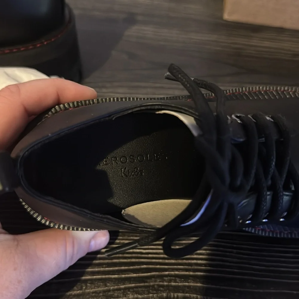 Black vegan leather dress shoes-Boys